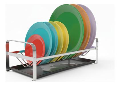 Imagem de Escorredor Louças Cama Pia 20 Pratos Secadora de Bancada Inox Parede Com Bandeja