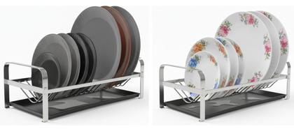 Imagem de Escorredor Louças Cama Pia 20 Pratos Secadora de Bancada Inox Parede Com Bandeja