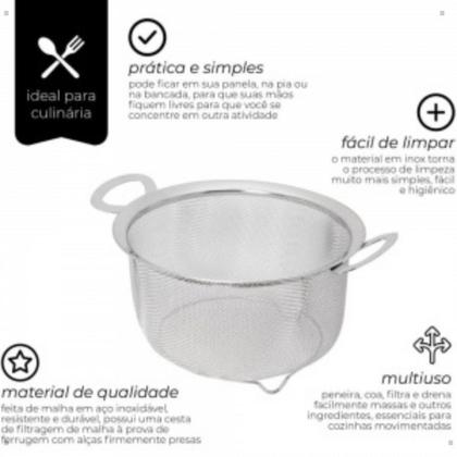 Imagem de Escorredor P/ Massas macarrão legumes arroz  Aço Inox 26cm 