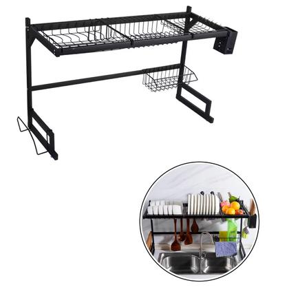 Imagem de Escorredor Rack Organizador de Pratos Louça Copos Talheres em Aço Inoxidável Cozinha Elegância e Praticidade Pia PF18