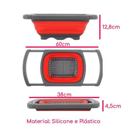 Imagem de Escorredor Retrátil Macarrão Salada Multiuso Silicone 38Cm