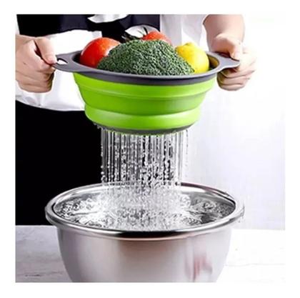 Imagem de Escorredor Silicone Retrátil P/ Frutas Legumes Peneira Massa