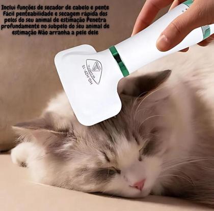 Imagem de Escova 2Em1 Secador Cabelo Pente Cão Gato Seca Portátil 110V