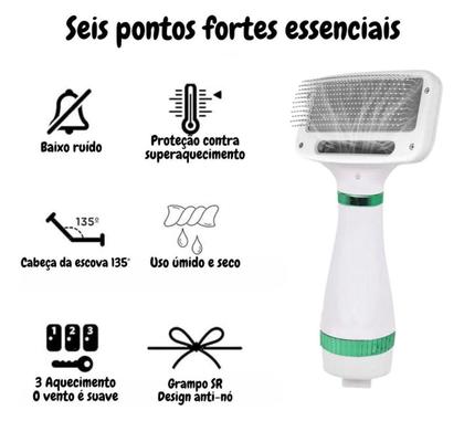 Imagem de Escova 2Em1 Secador Cabelo Pente Cão Gato Seca Portátil 110V