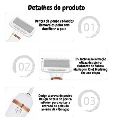 Imagem de Escova 2Em1 Secador Cabelo Pente Cão Gato Seca Portátil 110V