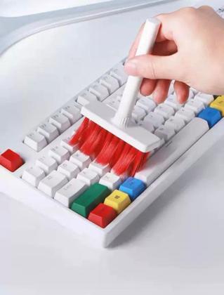 Imagem de Escova 5x1 Limpa Teclado Fone Ouvido tv Espanador Multiuso