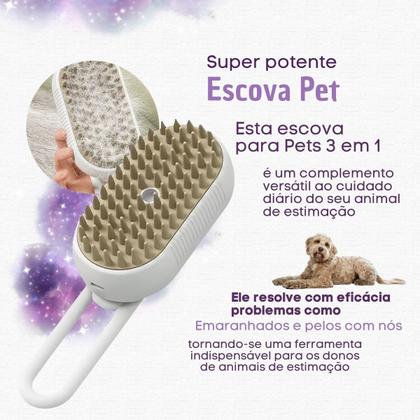 Imagem de Escova A Vapor Para Pets 3 Em 1 Premium