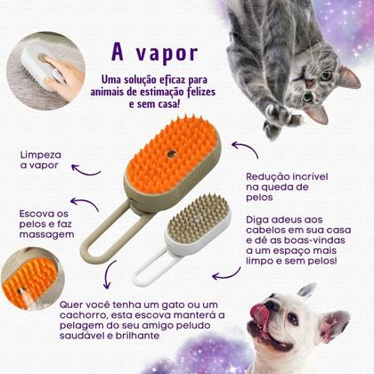 Imagem de Escova A Vapor Para Pets 3 Em 1 Premium