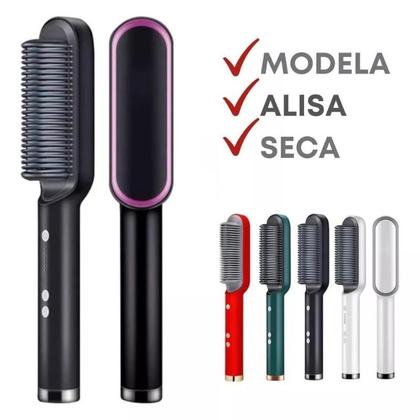 Imagem de Escova Alisador Secadora De Cabelo Pente Modelador Elétrica