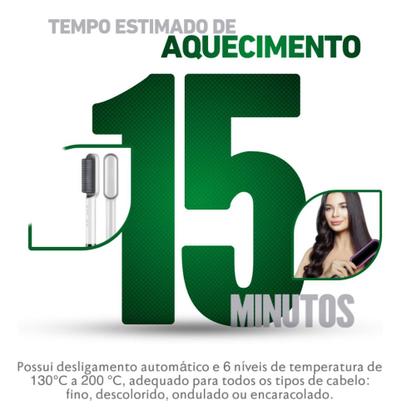 Imagem de Escova Alisadora 5 em 1 Alisa, Escova, Modela, Seca, Anti-Frizz - Profissional Cerâmica Bivolt