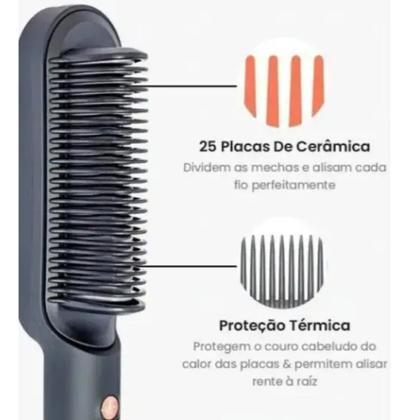 Imagem de Escova Alisadora 5 em 1 Alisa, Escova, Modela, Seca, Anti-Frizz - Profissional Cerâmica Bivolt