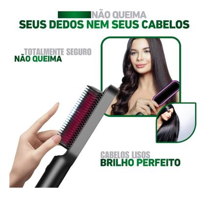 Imagem de Escova Alisadora 5 em 1 Alisa, Escova, Modela, Seca, Anti-Frizz - Profissional Cerâmica Bivolt