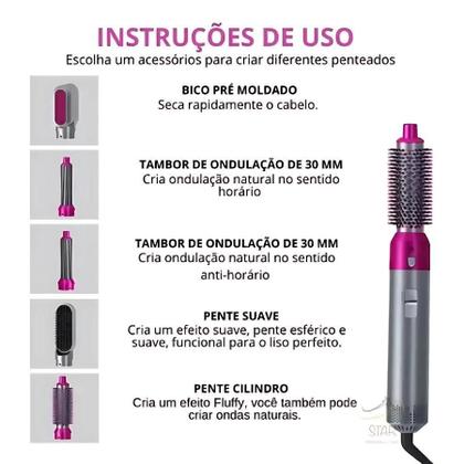 Imagem de Escova Alisadora 5 Em 1 Reduz O Frizz E Dá Brilho Ao Cabelo
