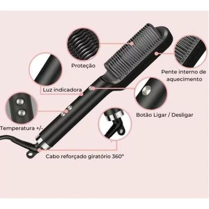 Imagem de Escova Alisadora Bivolt 5 em 1 - Alisa, Hidrata, Modela, Alinha e Anti-Frizz Verde