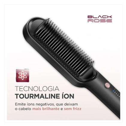 Imagem de Escova Alisadora Black Rose Mondial EA-07 Cabo Giratório Bivolt