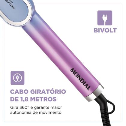 Imagem de Escova Alisadora By Juliette Mondial Azul/Rosa 36W Bivolt EA-JU-03