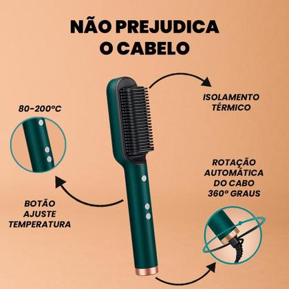 Imagem de Escova Alisadora de Cabelo 5 em 1 com Ajuste de Temperatura e Tecnologia Iônica