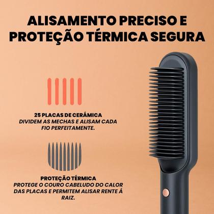 Imagem de Escova Alisadora de Cabelo 5 em 1 com Ajuste de Temperatura e Tecnologia Iônica