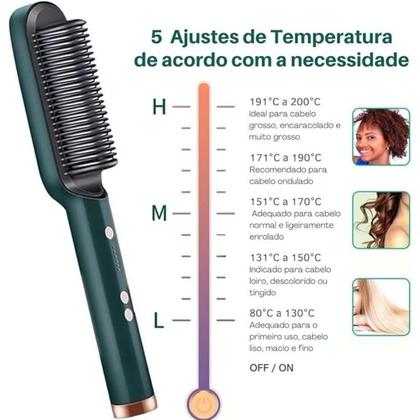 Imagem de Escova Alisadora De Cabelo Pente Elétrico Portátil Bivolt