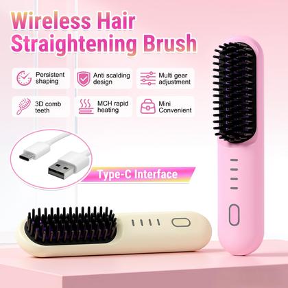 Imagem de Escova alisadora de cabelo sem fio 4 temperaturas recarregável USB-C