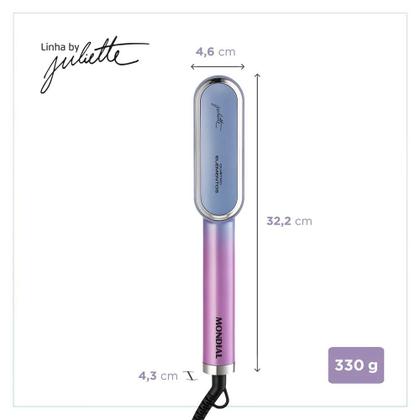 Imagem de Escova Alisadora Juliette Mondial Azul/rosa Ea-ju-03 Bivolt Escova Para Alisar Cabelos