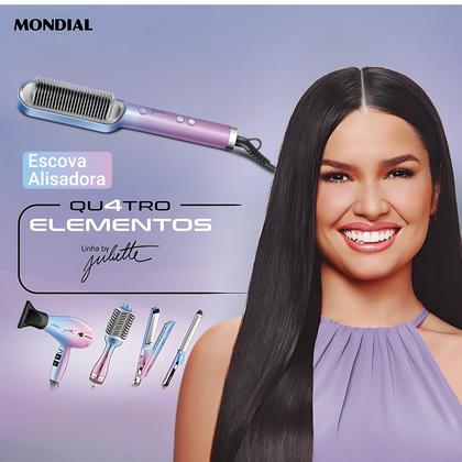 Imagem de Escova Alisadora Juliette Mondial Azul/rosa Ea-ju-03 Bivolt Escova Para Alisar Cabelos