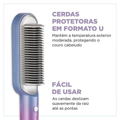 Imagem de Escova Alisadora Juliette Mondial Azul/rosa Ea-ju-03 Bivolt Escova Para Alisar Cabelos