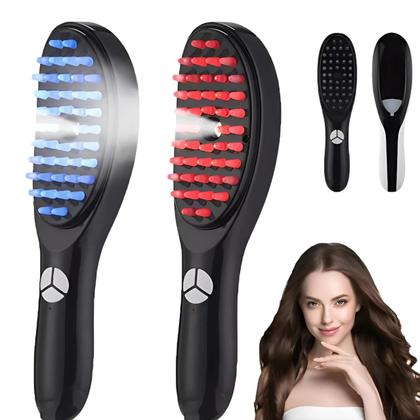 Imagem de Escova Cabelo Anti Queda Crescimento Cabelo Terapêutica 4 Em 1 Com Led E Laser Para Cabelos Recarregavel