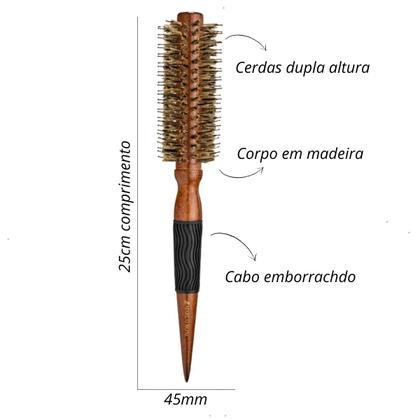 Imagem de Escova Cabelo Corpo Madeira 45mm Cabo Pontiagudo Marco Boni