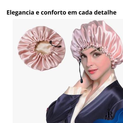 Imagem de Escova Cabelo Raquete Vazada, Pente 3 fileiras fitagem, Escovinha Baby Hair, Touca Cetim Ajustável