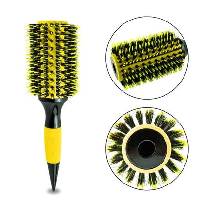 Imagem de Escova Cabelo Redonda Cerda Dupla Profissional Amarela 40Mm