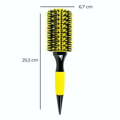 Imagem de Escova Cabelo Redonda Cerda Dupla Profissional Amarela 40Mm