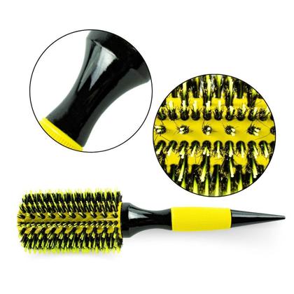 Imagem de Escova Cabelo Redonda Cerda Dupla Profissional Amarela 40Mm