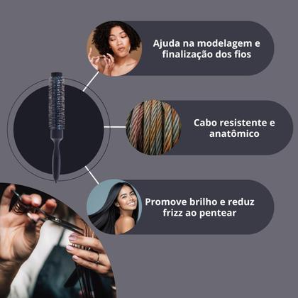 Imagem de Escova Cabelo Vazada Alongada Modelagem Térmica Profissional Mofashi tamanho 25