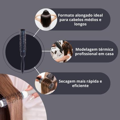 Imagem de Escova Cabelo Vazada Alongada Modelagem Térmica Profissional Mofashi tamanho 25