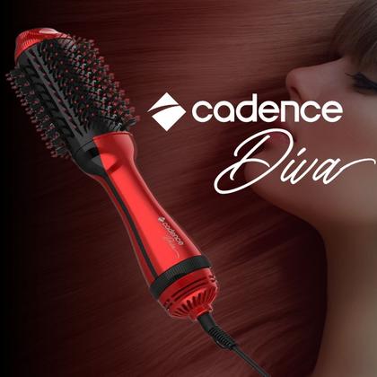 Imagem de Escova Cadence ESC704 1200W 110V Argan Diva Profissional Vermelha 4 em 1: Seca, Escova, Alisa e Modela.