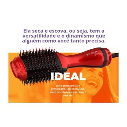 Imagem de Escova Cadence ESC704 1200W 110V Argan Diva Profissional Vermelha 4 em 1 Seca, Escova, Alisa e Modela