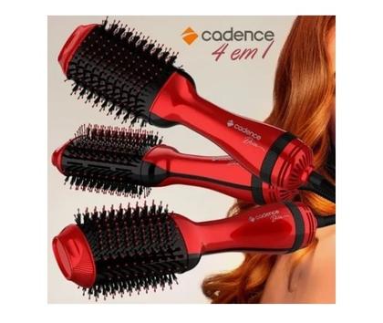 Imagem de Escova Cadence ESC704 1200W 220V Argan Diva Profissional Vermelha 4 em 1: Seca, Escova, Alisa e Modela.