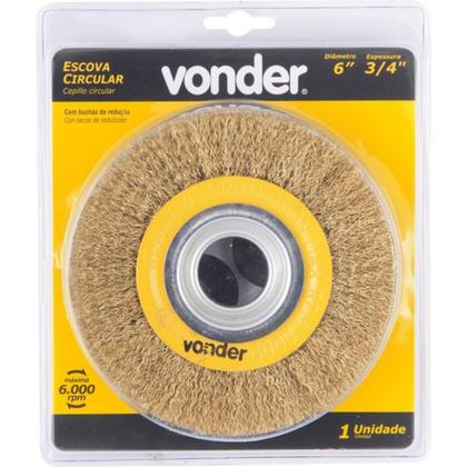 Imagem de Escova de aço circular 6" x 3/4" com bucha de redução - Vonder