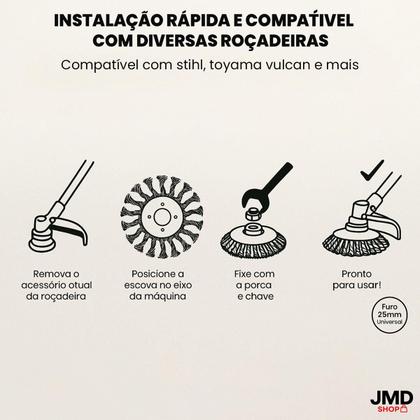 Imagem de Escova De Aço Circular Para Roçadeira Universal 6" ou 8" Polegadas