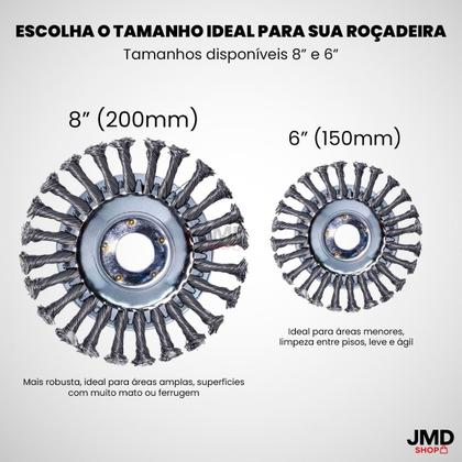 Imagem de Escova De Aço Circular Para Roçadeira Universal 6" ou 8" Polegadas