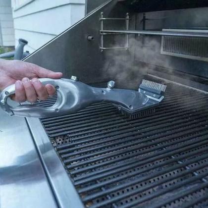 Imagem de Escova De Aço Limpa Grelha Churrasqueira Cerdas De Aço Inox