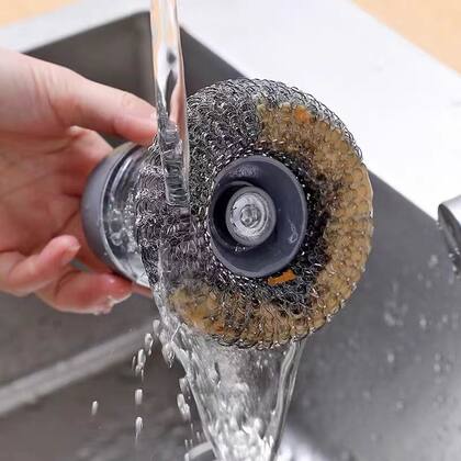 Imagem de Escova De Aço Limpeza Louça Cozinha Porta Sabão C/ Dispenser