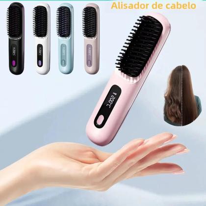 Imagem de Escova De Alisamento De Cabelo De Cerâmica Sem Fio 3 Configurações De Temperatura Pente Quente