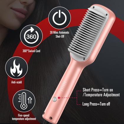 Imagem de Escova de alisamento de cabelo SDLOGAL 5 Temps Fast Heating Rose Gold