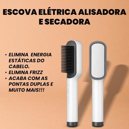 Imagem de Escova de Cabelo Alisadora 5 em 1 Bivolt com Íons E Placas Cerâmicas