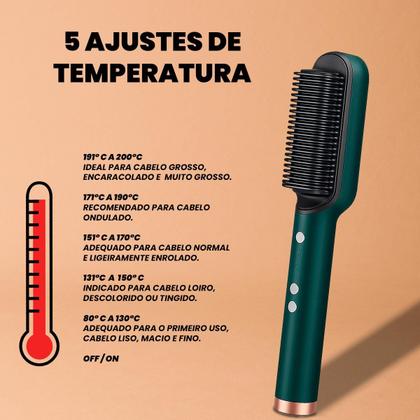 Imagem de Escova de Cabelo Alisadora 5 em 1 Bivolt com Íons E Placas Cerâmicas