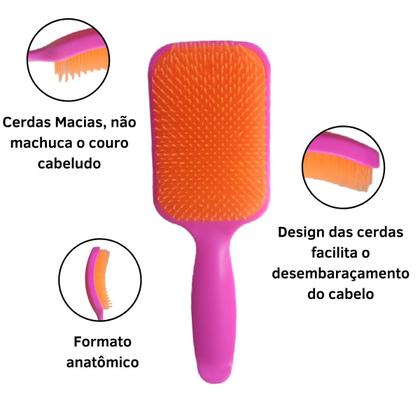 Imagem de Escova de Cabelo Raquete Desembaraçadora Flex Hair não Danifica Fios