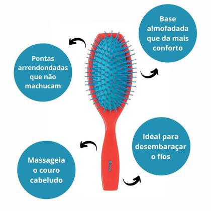 Imagem de Escova de Cabelo Ricca Cereja Oval Almofadada Cód:2426
