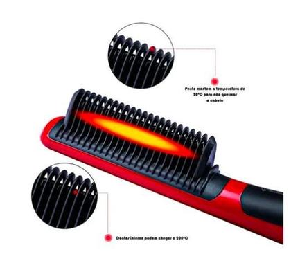 Imagem de Escova De Cabelo Seca E Alisa: 3 Em 1 Bivolt - Cabelos Lisos